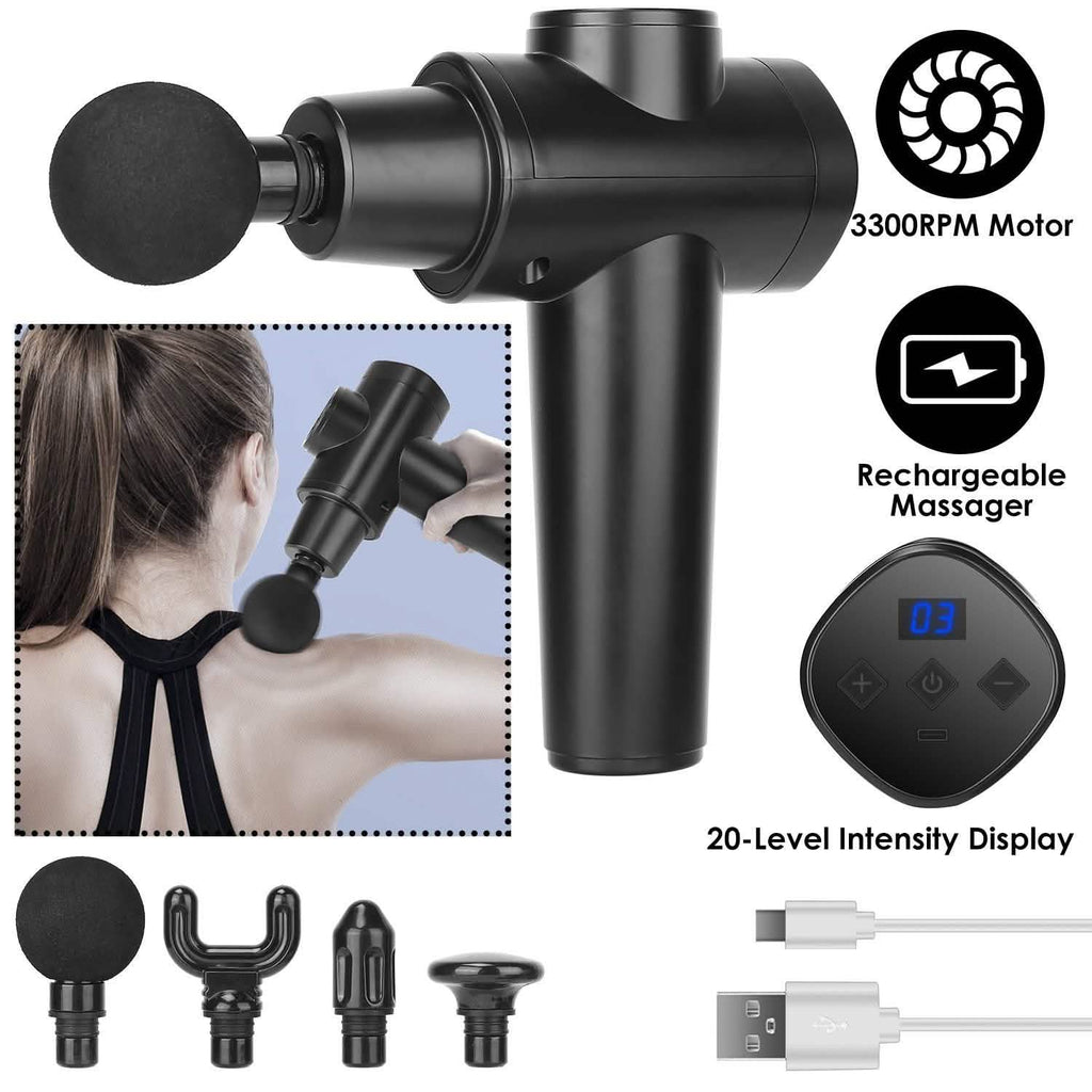 Percussion Digital Display Rechargeable Deep Tissue Vibration Massage Gun - PrimeNest