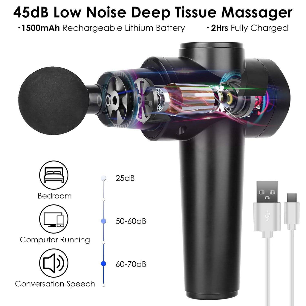 Percussion Digital Display Rechargeable Deep Tissue Vibration Massage Gun - PrimeNest
