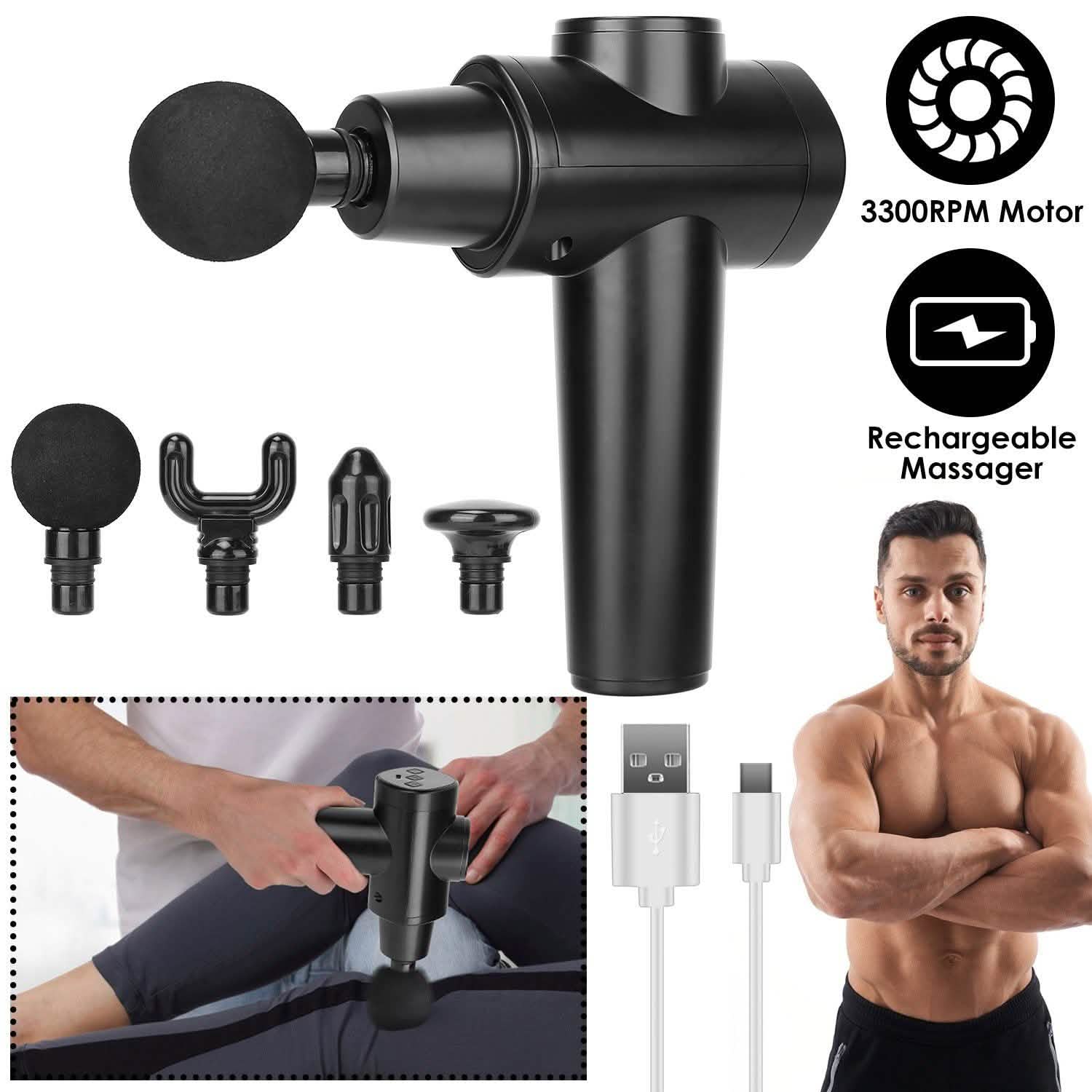Percussion Digital Display Rechargeable Deep Tissue Vibration Massage Gun - PrimeNest