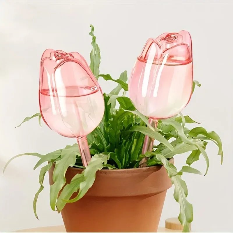 Pink tulip plant watering balls, suitable for indoor and outdoor plants, automatic plant drippers, and automatic watering - PrimeNest