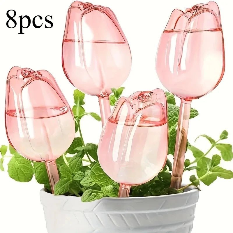 Pink tulip plant watering balls, suitable for indoor and outdoor plants, automatic plant drippers, and automatic watering - PrimeNest
