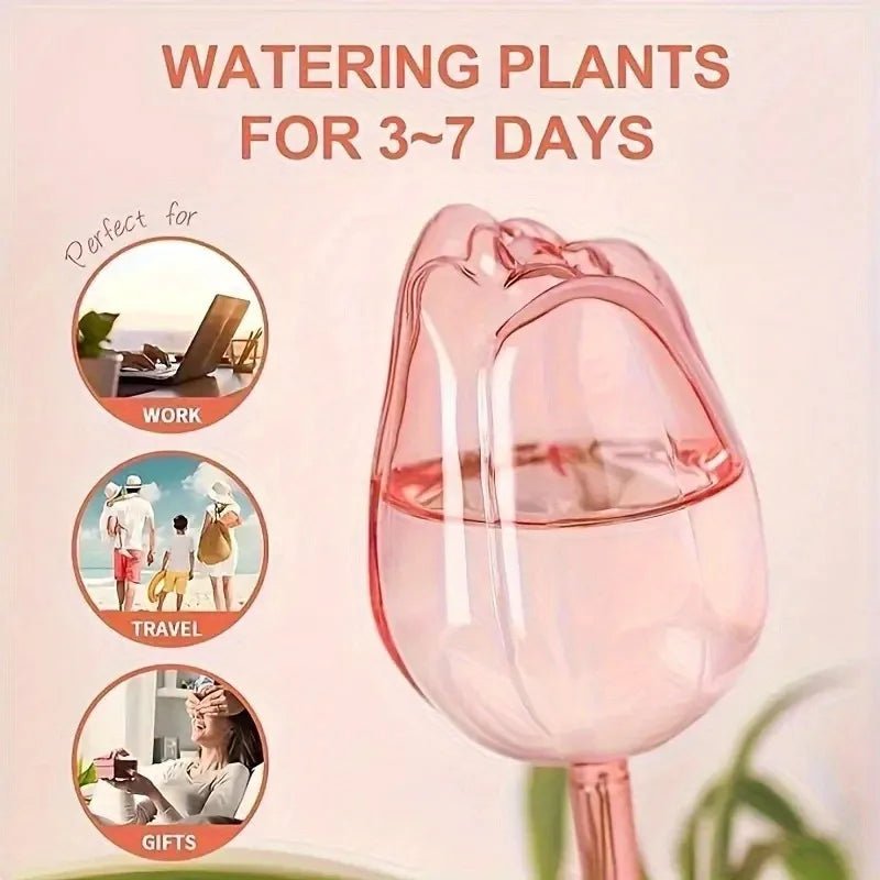 Pink tulip plant watering balls, suitable for indoor and outdoor plants, automatic plant drippers, and automatic watering - PrimeNest