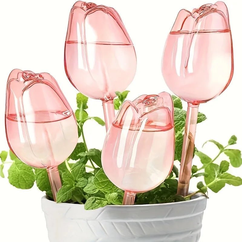 Pink tulip plant watering balls, suitable for indoor and outdoor plants, automatic plant drippers, and automatic watering - PrimeNest