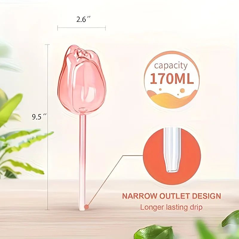 Pink tulip plant watering balls, suitable for indoor and outdoor plants, automatic plant drippers, and automatic watering - PrimeNest