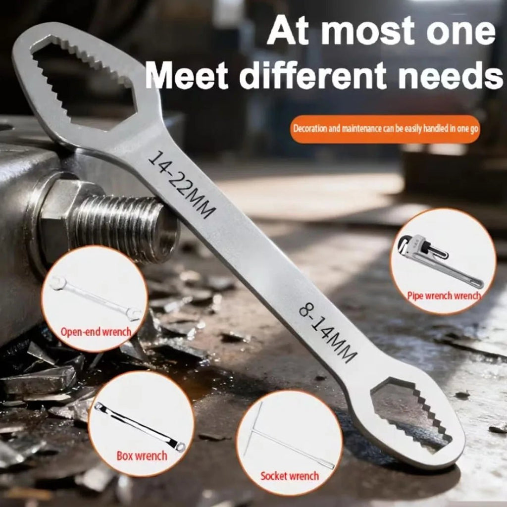 PINMOAP 1PC Multi Functional Wrench With Adjustable Self Tightening Double Head Wrench Convenient Tool For Cars Bicycles Homes - PrimeNest