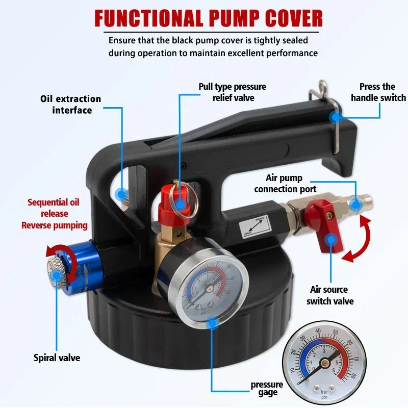 Pneumatic Transmission Oil Refilling Tool, Oil Refill Filling, ATF Adapters, 6L, 10LDispenser Pump Kit, Fluid Extractor Adaptor - PrimeNest