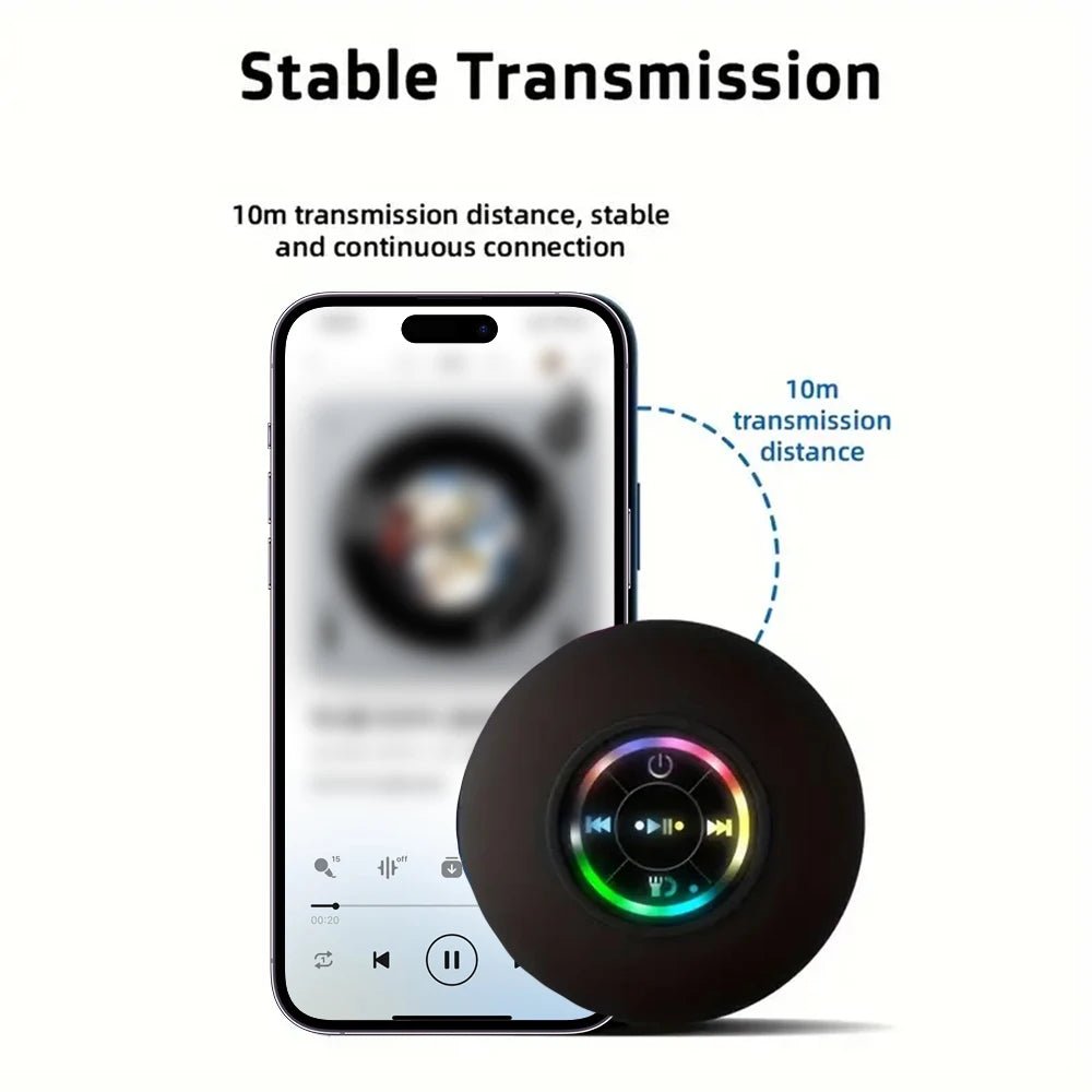 Portable Wireless Bluetooth Speaker LED Light IPX4 Waterproof Loudspeaker Outdoor Bathroom Large Suction Cup Stereo Sound Box - PrimeNest