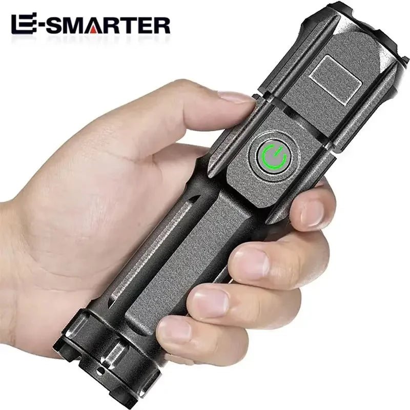 Powerful LED Flashlight Rechargeable USB Waterproof Zoom Fishing Hunting Camping 100,00 Lumen Tactical Flashlight LED Torch - PrimeNest