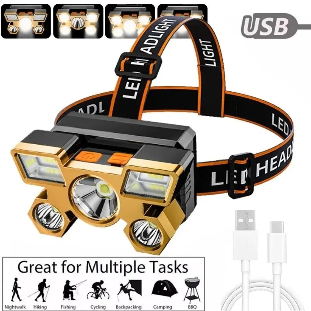 Powerful Rechargeable Head Flashlight for Fishing Led Headlamp Nitecore Camping Headlights Hunting Torch Hiking Front Lanterns - PrimeNest
