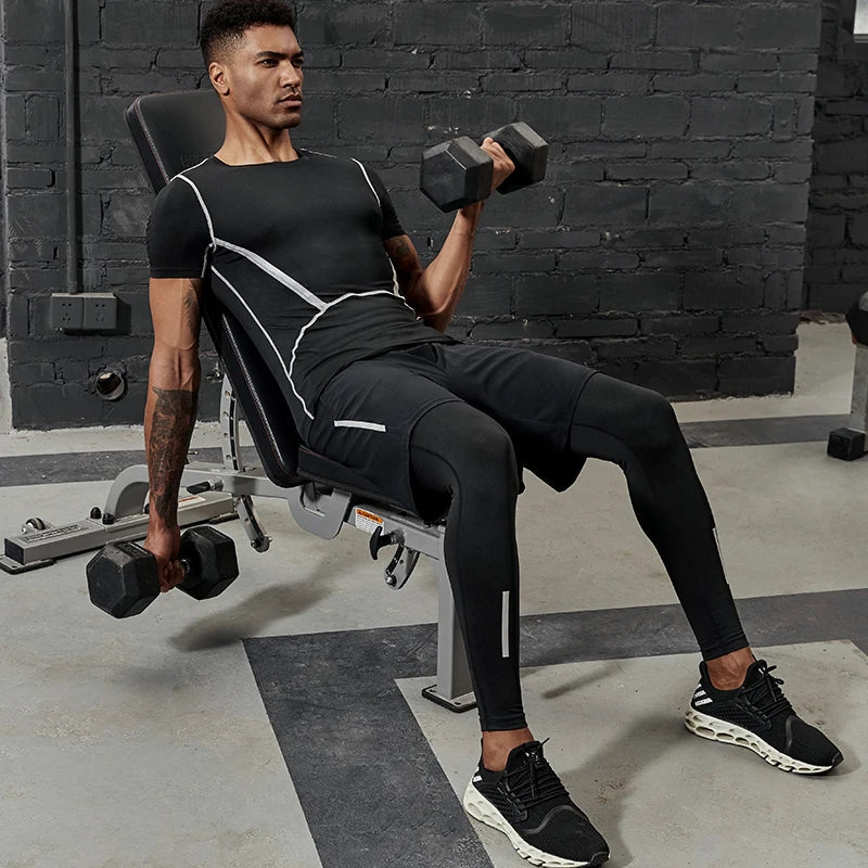 Profession Compression Pants Men Running Tights with Reflective Striped Basketball Gym Legging Workout Fitness Trousers Male - PrimeNest