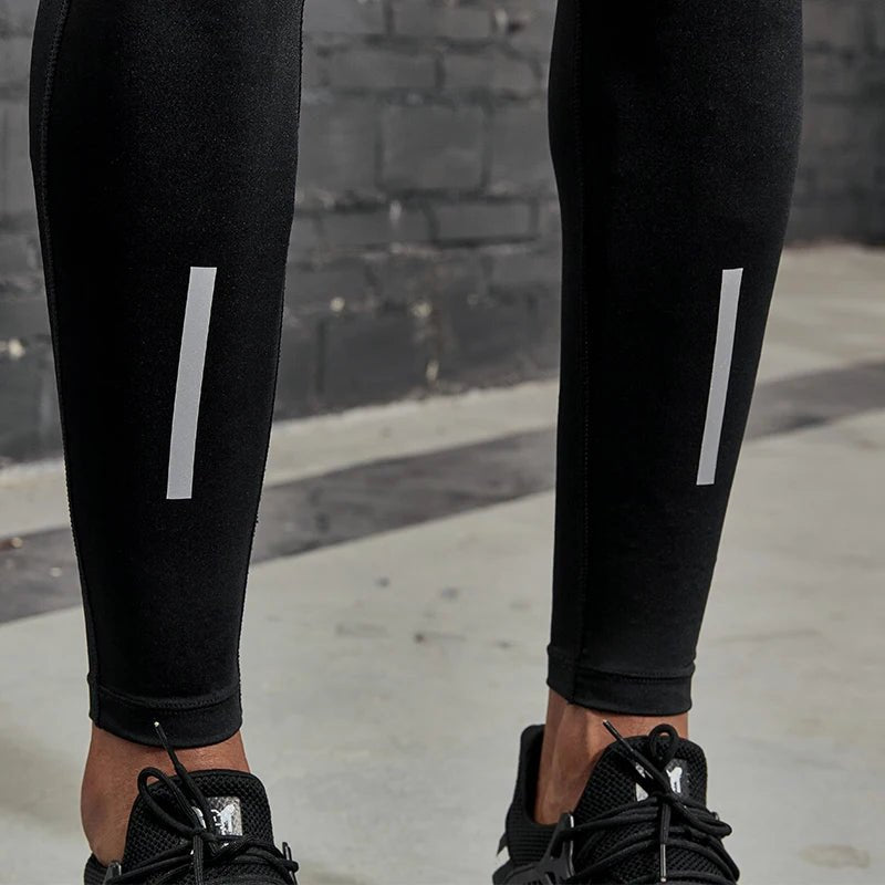 Profession Compression Pants Men Running Tights with Reflective Striped Basketball Gym Legging Workout Fitness Trousers Male - PrimeNest