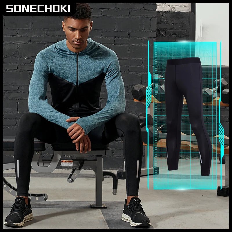 Profession Compression Pants Men Running Tights with Reflective Striped Basketball Gym Legging Workout Fitness Trousers Male - PrimeNest