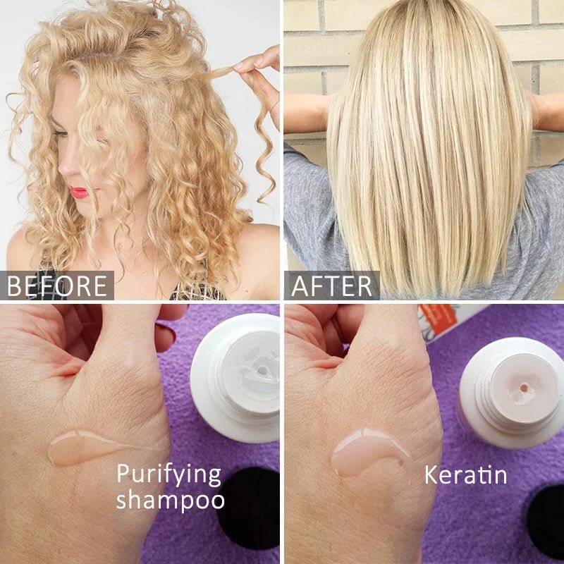 PURC Keratin Treatment Shampoo Conditioner Hair Straightening Products Smoothing Repairing Hair Mask Curly Hair Straighten Care - PrimeNest