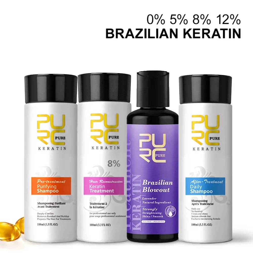 PURC Keratin Treatment Shampoo Conditioner Hair Straightening Products Smoothing Repairing Hair Mask Curly Hair Straighten Care - PrimeNest