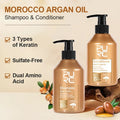 PURC Morocco Argan Oil Shampoo Conditioner Set Amino Acid Keratin Smoothing Repair Damaged Hair Treatment Sulfate-Free Hair Care - PrimeNest