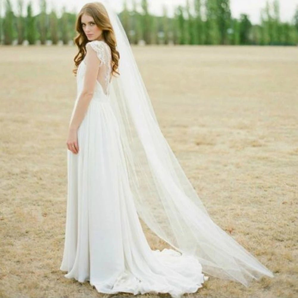 Real Image White Ivory Wedding Veil One-layer Soft Tulle Bridal Veil Head Veils Wedding Accessories Free Comb - PrimeNest