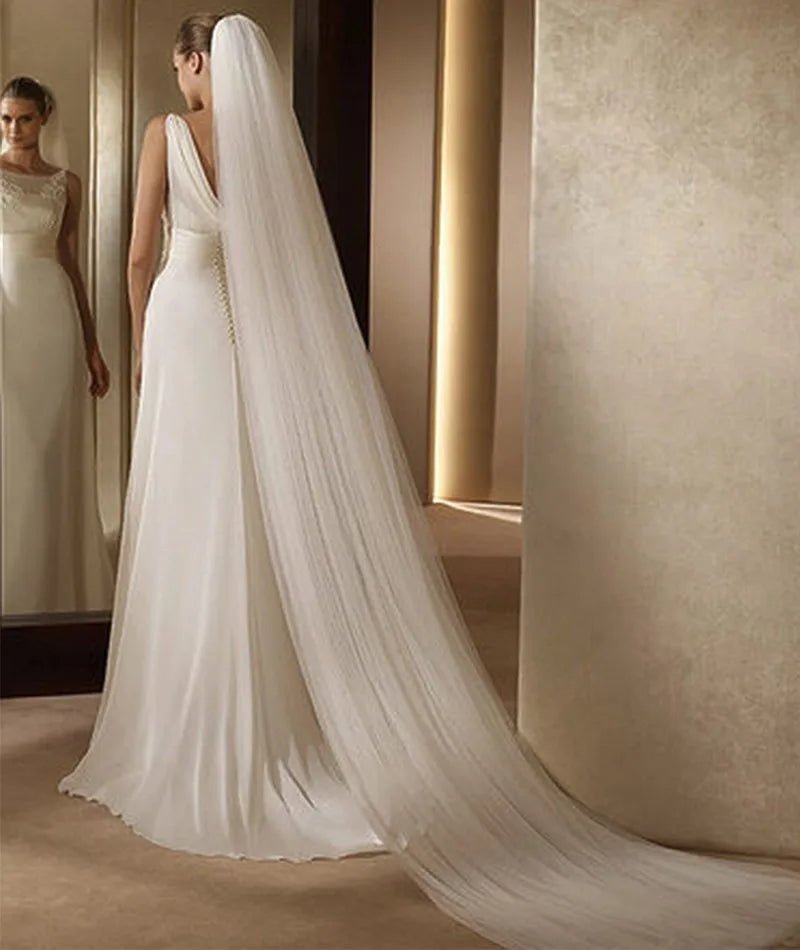Real Image White Ivory Wedding Veil One-layer Soft Tulle Bridal Veil Head Veils Wedding Accessories Free Comb - PrimeNest