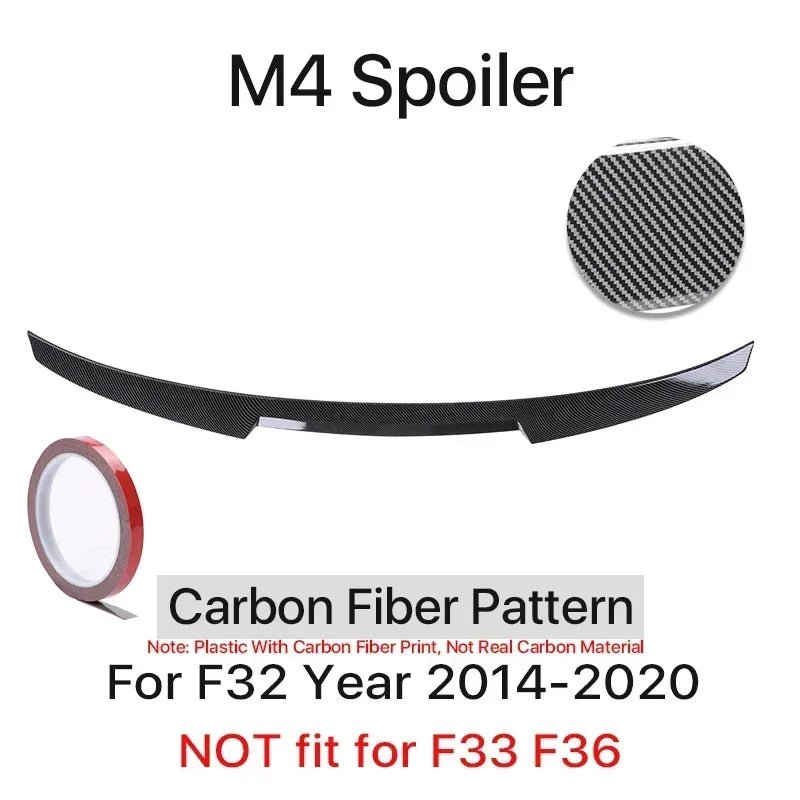 Rear Trunk Spoiler Bumper Lip For BMW 4 Series F32 F33 F36 Carbon Fiber PSM M4 MP Style Wing Tail Kit 2014-2020 Gloss Black - PrimeNest