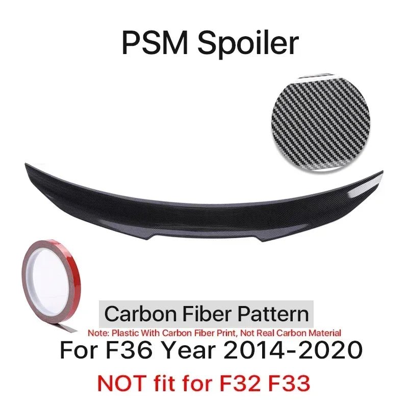 Rear Trunk Spoiler Bumper Lip For BMW 4 Series F32 F33 F36 Carbon Fiber PSM M4 MP Style Wing Tail Kit 2014-2020 Gloss Black - PrimeNest