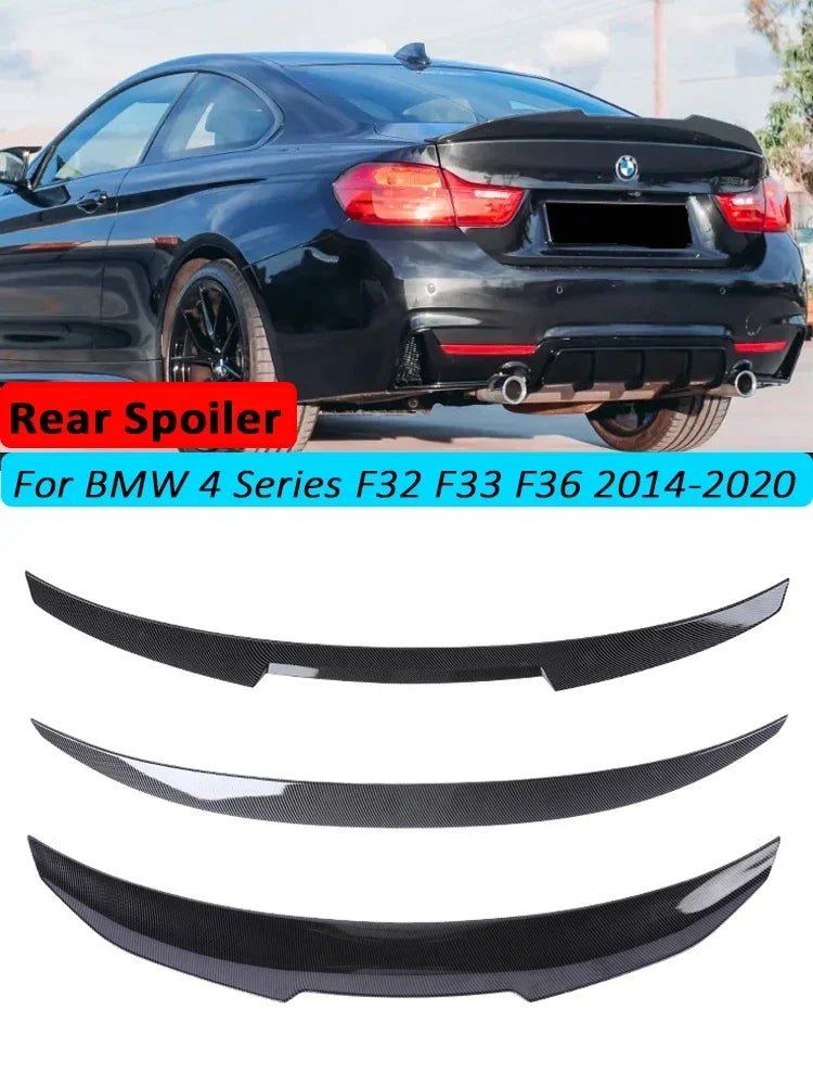Rear Trunk Spoiler Bumper Lip For BMW 4 Series F32 F33 F36 Carbon Fiber PSM M4 MP Style Wing Tail Kit 2014-2020 Gloss Black - PrimeNest