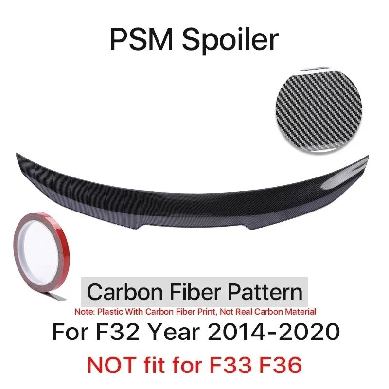 Rear Trunk Spoiler Bumper Lip For BMW 4 Series F32 F33 F36 Carbon Fiber PSM M4 MP Style Wing Tail Kit 2014-2020 Gloss Black - PrimeNest