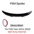 Rear Trunk Spoiler Bumper Lip For BMW 4 Series F32 F33 F36 Carbon Fiber PSM M4 MP Style Wing Tail Kit 2014-2020 Gloss Black - PrimeNest