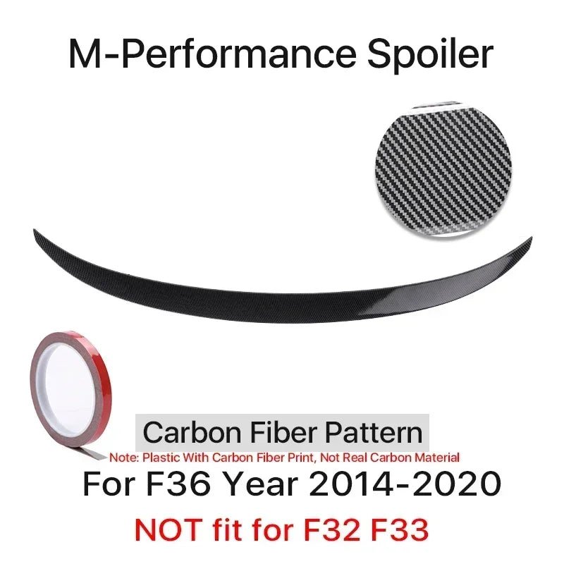 Rear Trunk Spoiler Bumper Lip For BMW 4 Series F32 F33 F36 Carbon Fiber PSM M4 MP Style Wing Tail Kit 2014-2020 Gloss Black - PrimeNest