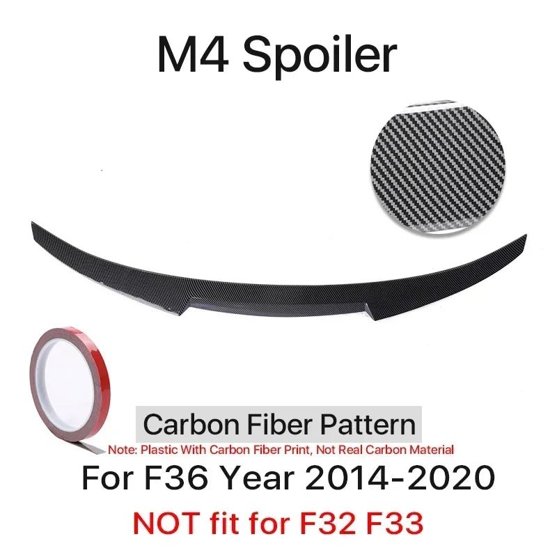 Rear Trunk Spoiler Bumper Lip For BMW 4 Series F32 F33 F36 Carbon Fiber PSM M4 MP Style Wing Tail Kit 2014-2020 Gloss Black - PrimeNest