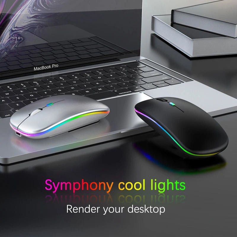 Rechargeable Bluetooth Wireless Mouse with 2.4GHz USB RGB 1600DPI Mouse for Computer Laptop Tablet PC Macbook Gaming Mouse Gamer - PrimeNest