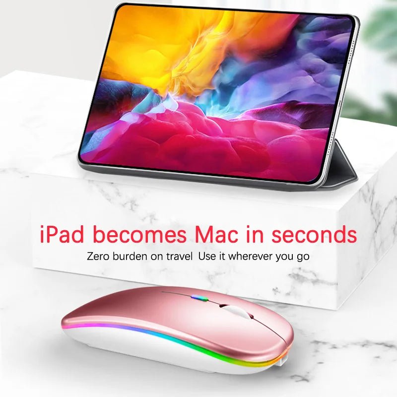 Rechargeable Bluetooth Wireless Mouse with 2.4GHz USB RGB 1600DPI Mouse for Computer Laptop Tablet PC Macbook Gaming Mouse Gamer - PrimeNest