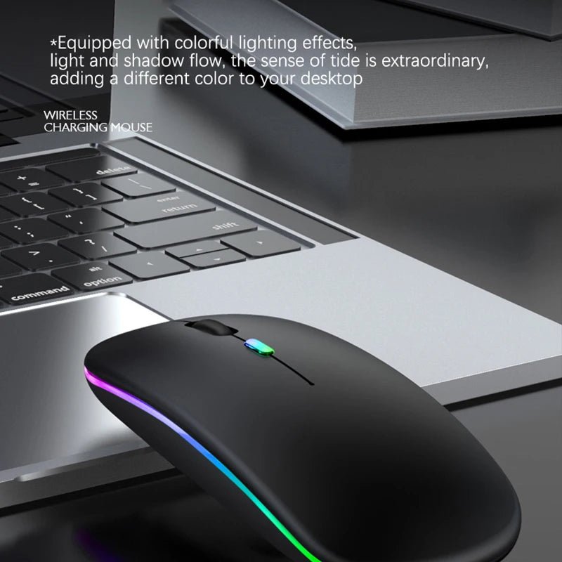 Rechargeable Bluetooth Wireless Mouse with 2.4GHz USB RGB 1600DPI Mouse for Computer Laptop Tablet PC Macbook Gaming Mouse Gamer - PrimeNest