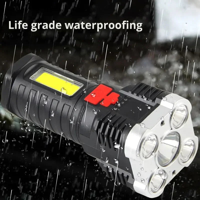 Rechargeable High-Power Flashlight with Side Light 3 Lighting Modes for Camping Outdoor Activities And Adventures - PrimeNest