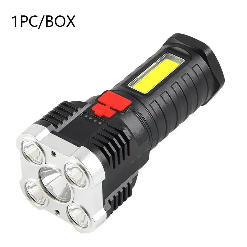 Rechargeable High-Power Flashlight with Side Light 3 Lighting Modes for Camping Outdoor Activities And Adventures - PrimeNest