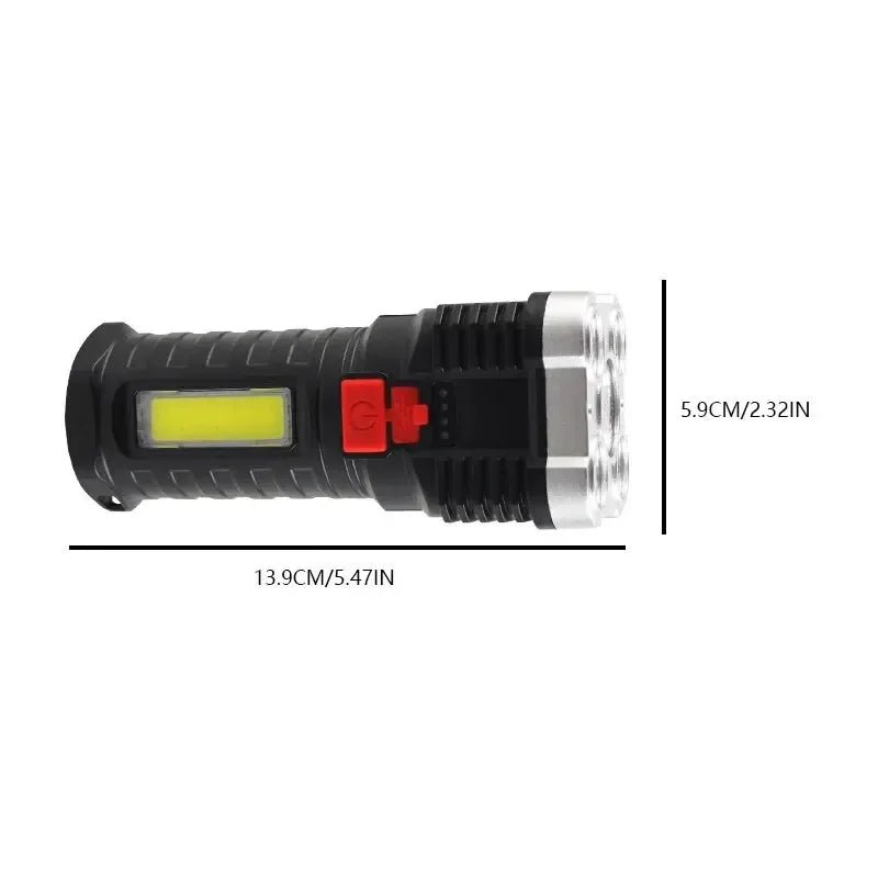 Rechargeable High-Power Flashlight with Side Light 3 Lighting Modes for Camping Outdoor Activities And Adventures - PrimeNest