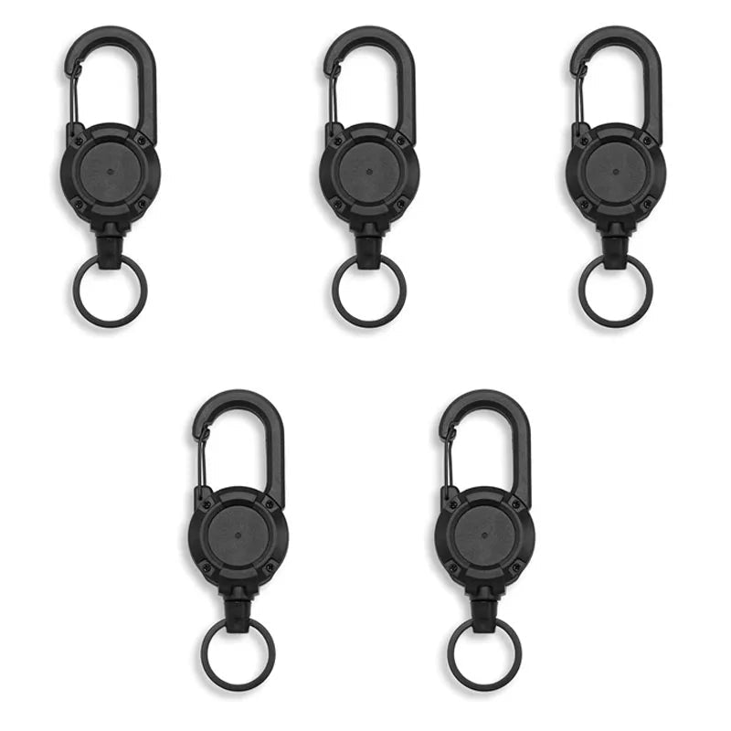 Retractable Heavy Duty Pull Reel Carabiner Strong Steel Wire Rope Buckle Spring Key Ring Outdoor Sporty attachment Keychain Tool - PrimeNest