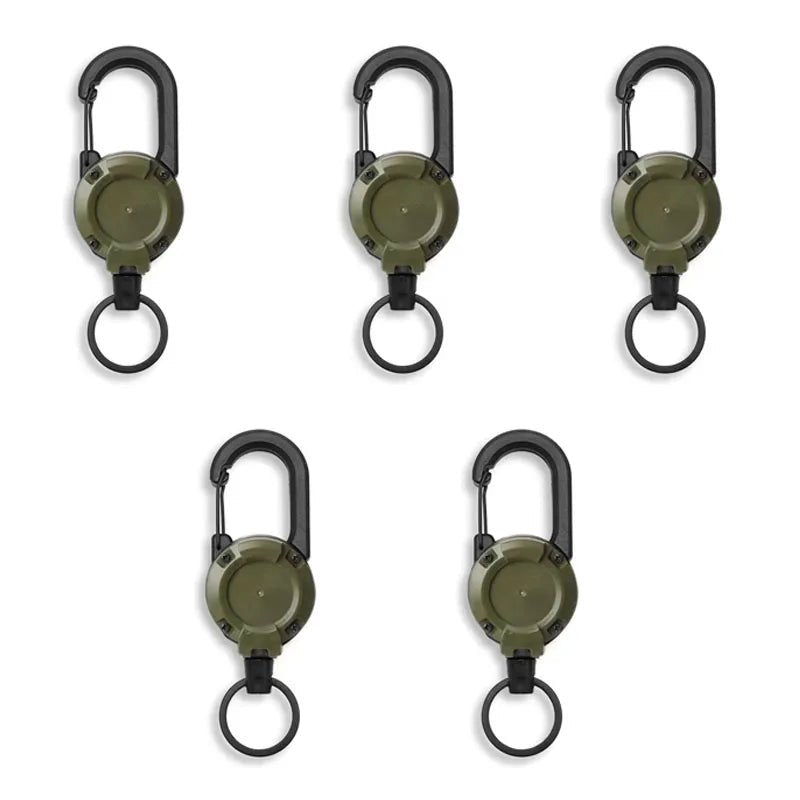 Retractable Heavy Duty Pull Reel Carabiner Strong Steel Wire Rope Buckle Spring Key Ring Outdoor Sporty attachment Keychain Tool - PrimeNest