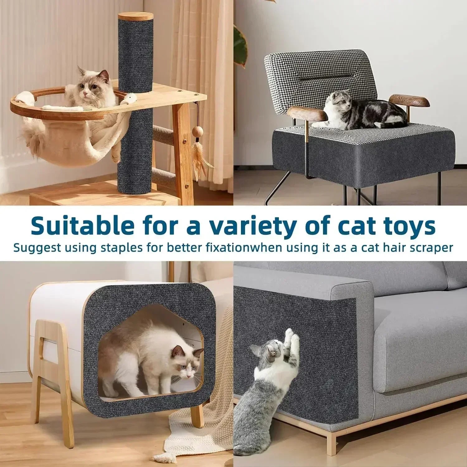 Self-Adhesive Cat Scratching Board Trimmable Cat Carpet Mat Anti Cat Scratcher Furniture Couch Corner Indoor Sofa Wall Protector - PrimeNest