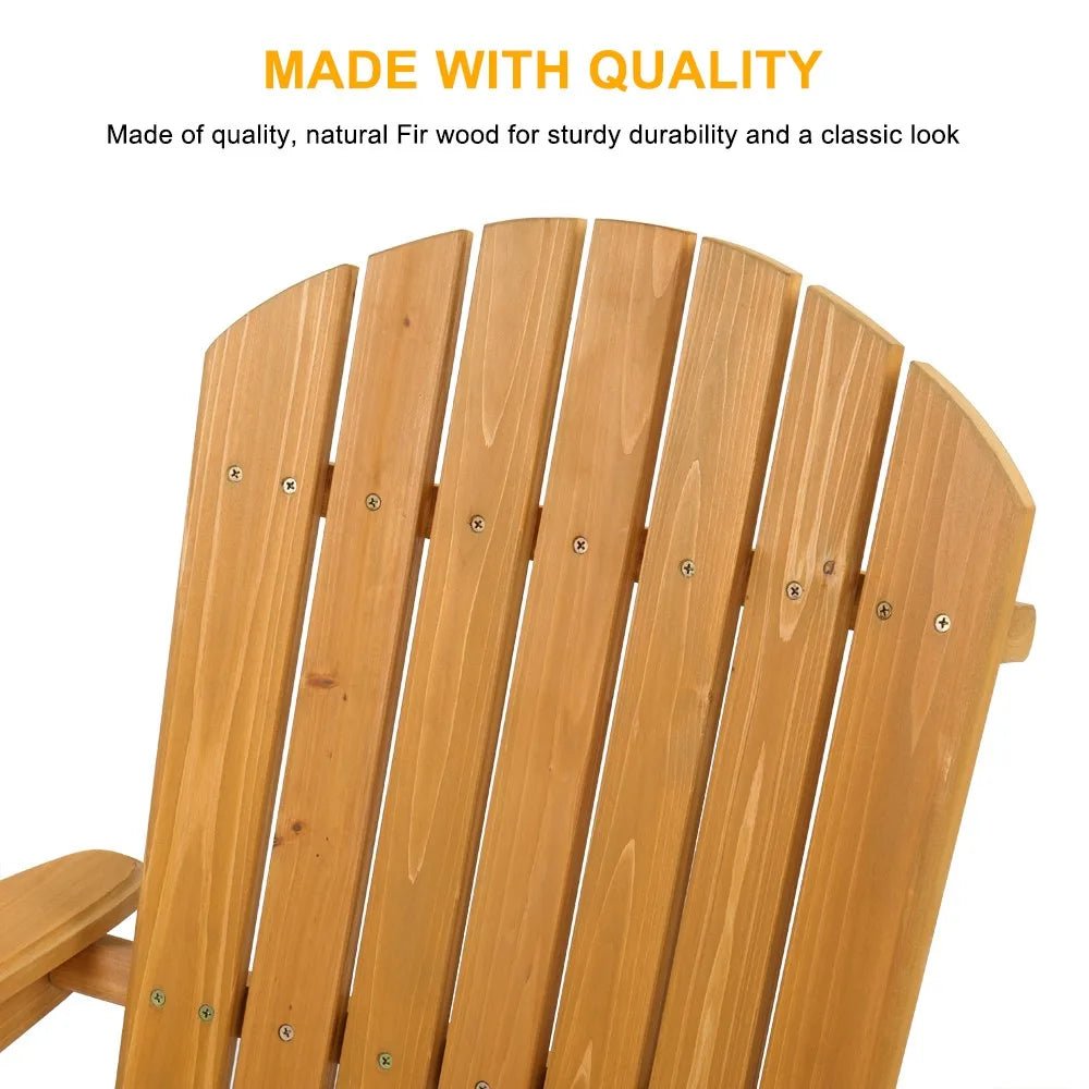 Set of 2 Adirondack Outdoor Patio Deck Wood Lounge Chair Folding Patio Furniture - PrimeNest