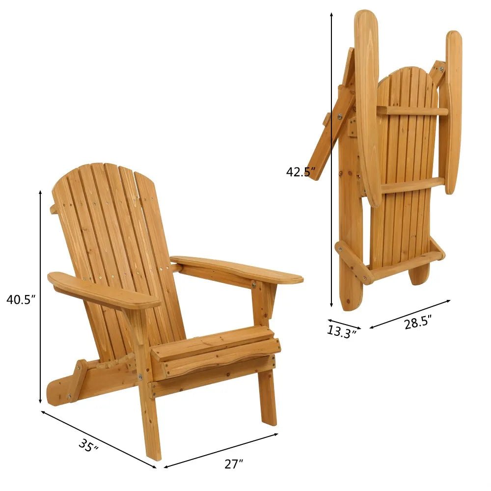 Set of 2 Adirondack Outdoor Patio Deck Wood Lounge Chair Folding Patio Furniture - PrimeNest