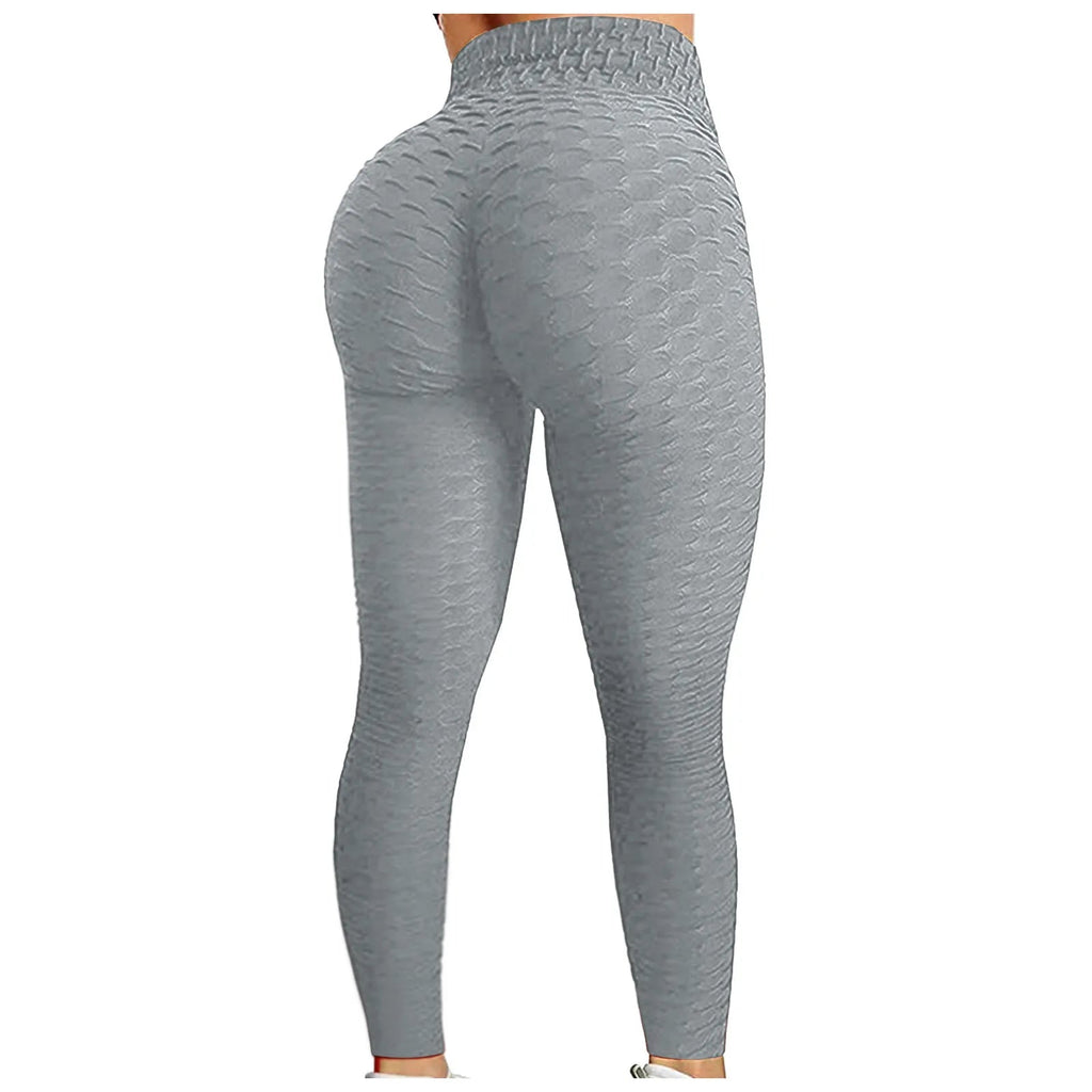 Sexy Bubble Yoga Fitness Leggings Solid Color Slim Fit Hip Lifting Sports Pants WOMEN'S Sportswear - PrimeNest