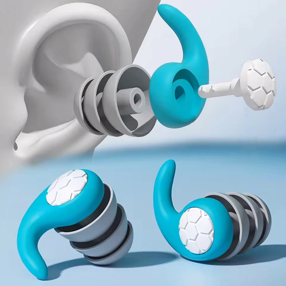 Silicone Noise Cancelling Earplugs Noise Filter Sleep Swimming Waterproof Three Layer Mute Earplugs - PrimeNest