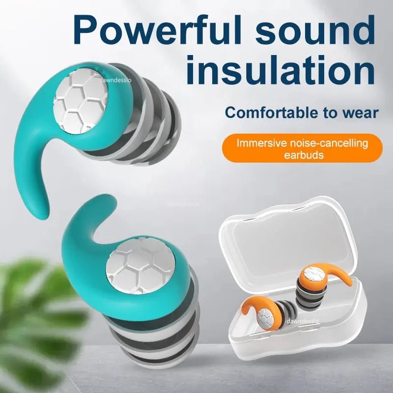 Silicone Noise Cancelling Earplugs Noise Filter Sleep Swimming Waterproof Three Layer Mute Earplugs - PrimeNest