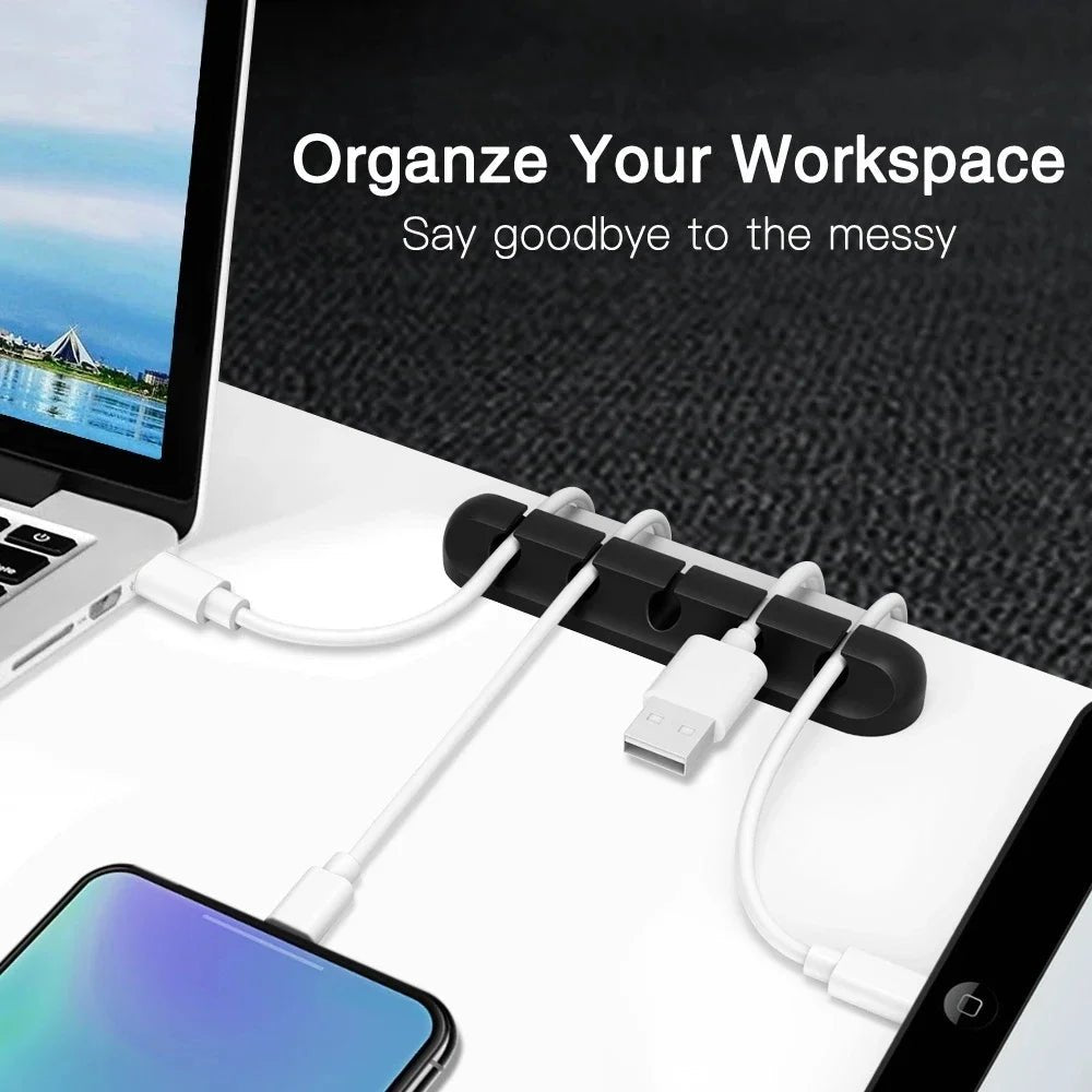 Silicone USB Cable Organizer USB Charging Cable Winder Desktop Tidy Management Clips Cable Holder For Mouse earphone Accessories - PrimeNest