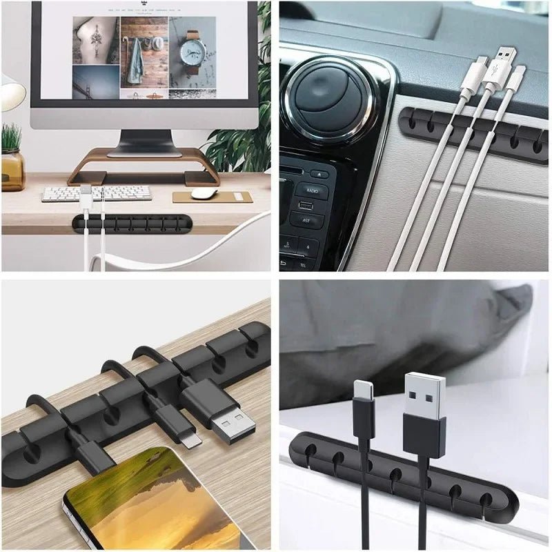 Silicone USB Cable Organizer USB Charging Cable Winder Desktop Tidy Management Clips Cable Holder For Mouse earphone Accessories - PrimeNest