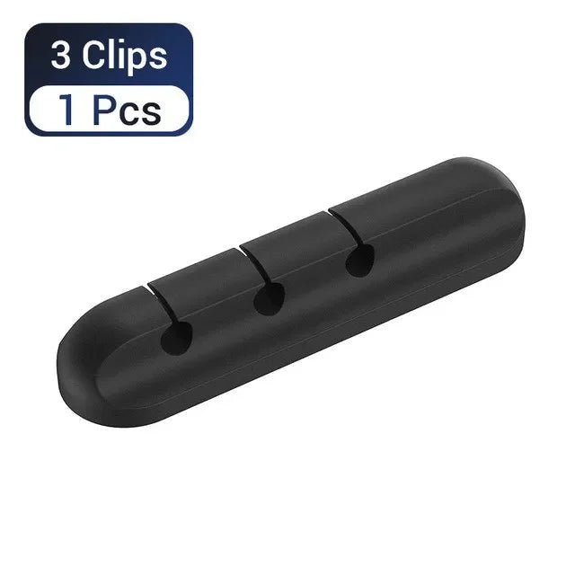 Silicone USB Cable Organizer USB Charging Cable Winder Desktop Tidy Management Clips Cable Holder For Mouse earphone Accessories - PrimeNest