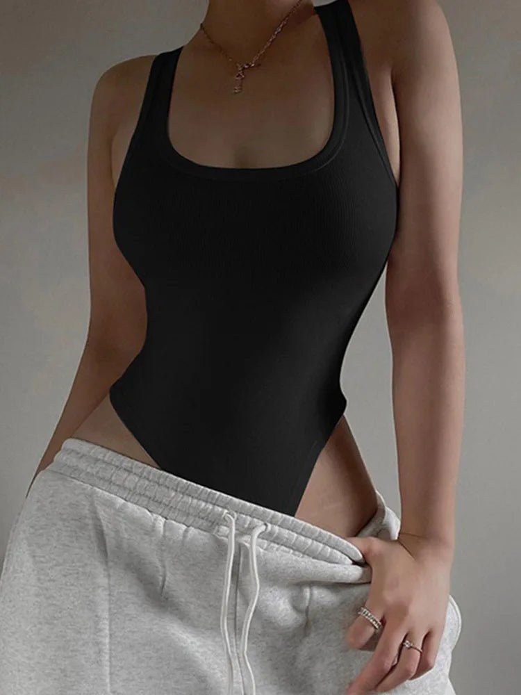 Sleeveless Knit Bodysuit Hot Summer Sexy Bodycon Off Shoulder Halter Tops Casual Street Bodice For Women ClubWear - PrimeNest
