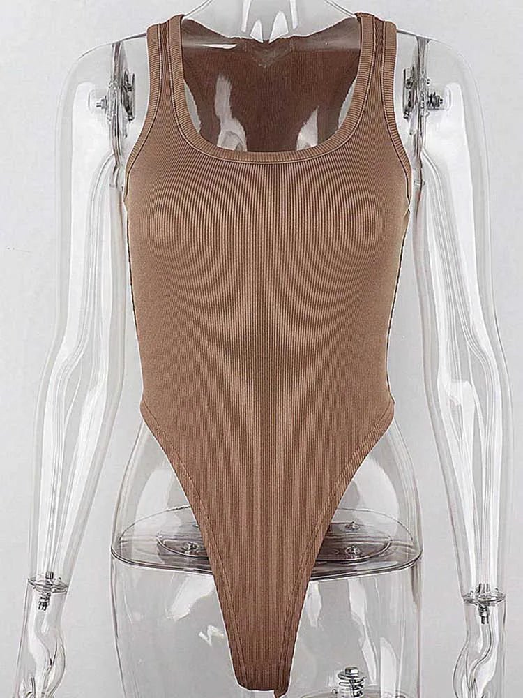 Sleeveless Knit Bodysuit Hot Summer Sexy Bodycon Off Shoulder Halter Tops Casual Street Bodice For Women ClubWear - PrimeNest