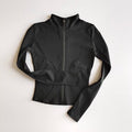 Slim Fit Sports Jacket Stand Collar Zipper Coat Sports Fitness Yoga Clothing Plus Velvet Jacket Slimming Quick-drying Top Suit - PrimeNest