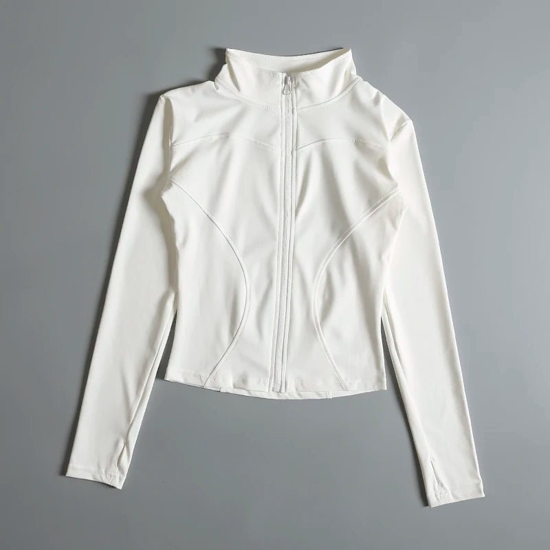 Slim Fit Sports Jacket Stand Collar Zipper Coat Sports Fitness Yoga Clothing Plus Velvet Jacket Slimming Quick-drying Top Suit - PrimeNest