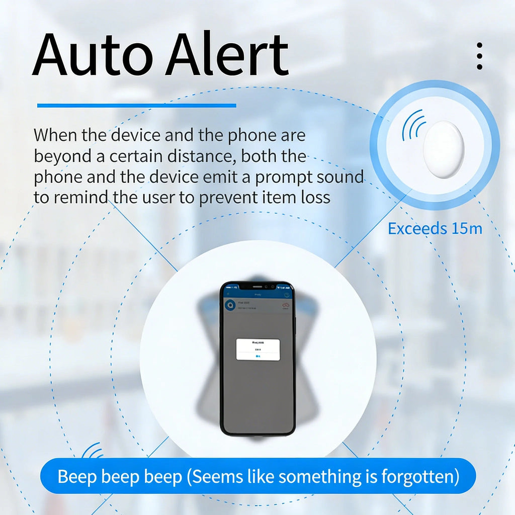 Smart Bluetooth GPS Anti-Lose Tracker Sound Locate Msg Reminder Alarm for Keys Wallets Pets Compatible iOS Android - PrimeNest